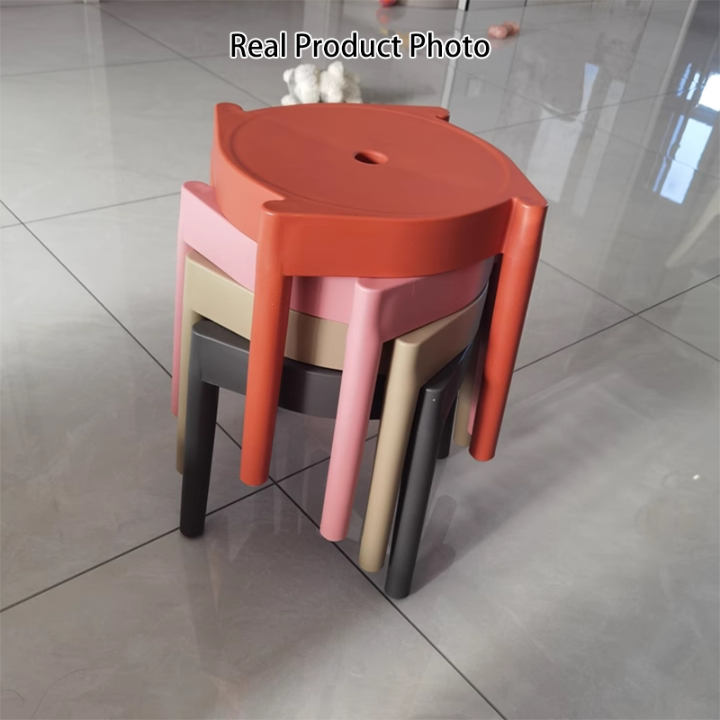 Modern Minimalist Round PP Plastic Stool – Lightweight, Stackable, Backless & Armless for Living Room & Entryway
