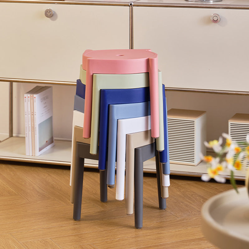 Modern Minimalist Round PP Plastic Stool – Lightweight, Stackable, Backless & Armless for Living Room & Entryway