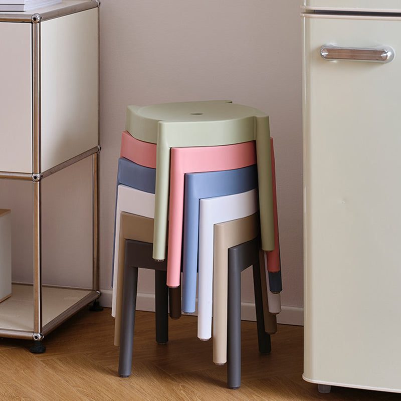 Modern Minimalist Round PP Plastic Stool – Lightweight, Stackable, Backless & Armless for Living Room & Entryway