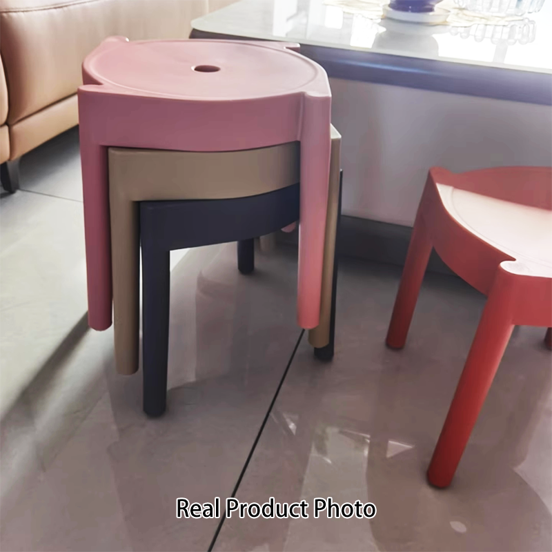 Modern Minimalist Round PP Plastic Stool – Lightweight, Stackable, Backless & Armless for Living Room & Entryway