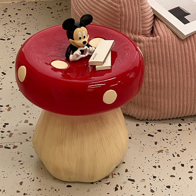Chic Modern Art Deco Mushroom-Shape Low Stool in Fiberglass & Plastic — Ideal for Bedroom & Living Room