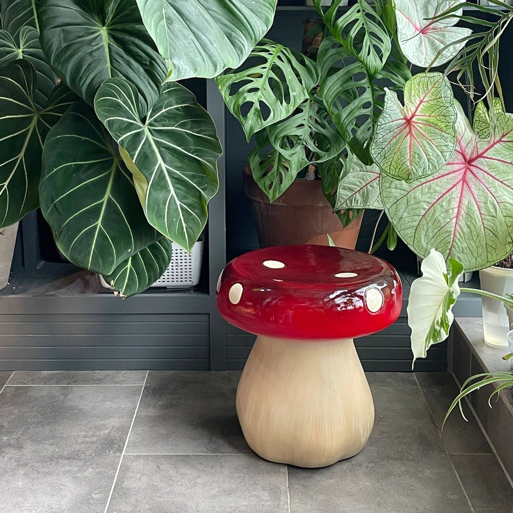 Chic Modern Art Deco Mushroom-Shape Low Stool in Fiberglass & Plastic — Ideal for Bedroom & Living Room