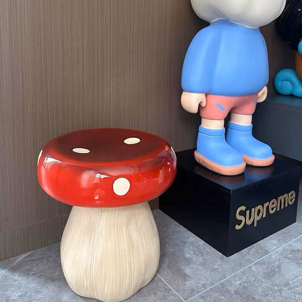 Chic Modern Art Deco Mushroom-Shape Low Stool in Fiberglass & Plastic — Ideal for Bedroom & Living Room