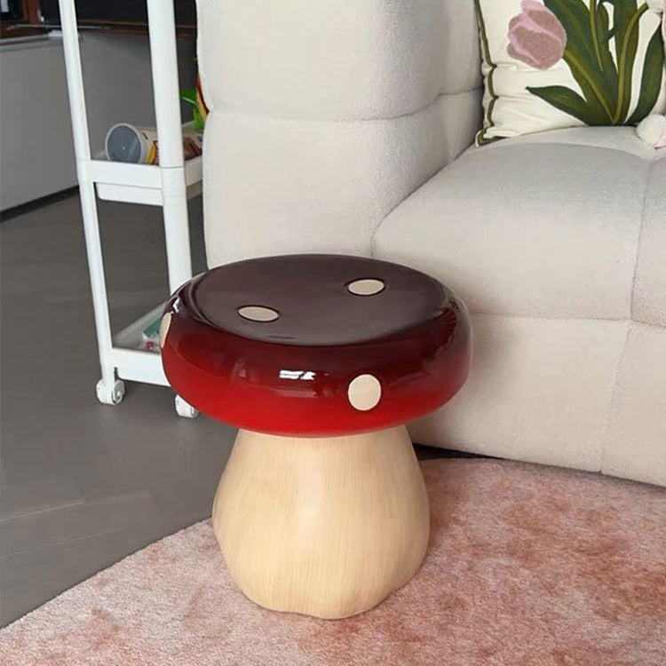 Chic Modern Art Deco Mushroom-Shape Low Stool in Fiberglass & Plastic — Ideal for Bedroom & Living Room