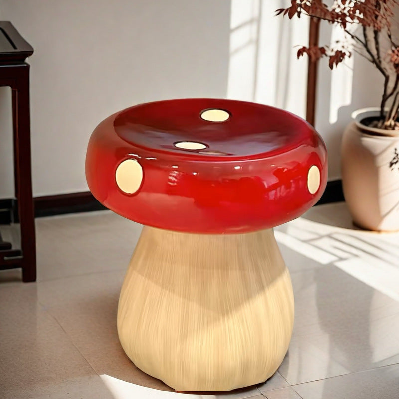Chic Modern Art Deco Mushroom-Shape Low Stool in Fiberglass & Plastic — Ideal for Bedroom & Living Room