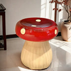 Chic Modern Art Deco Mushroom-Shape Low Stool in Fiberglass & Plastic — Ideal for Bedroom & Living Room
