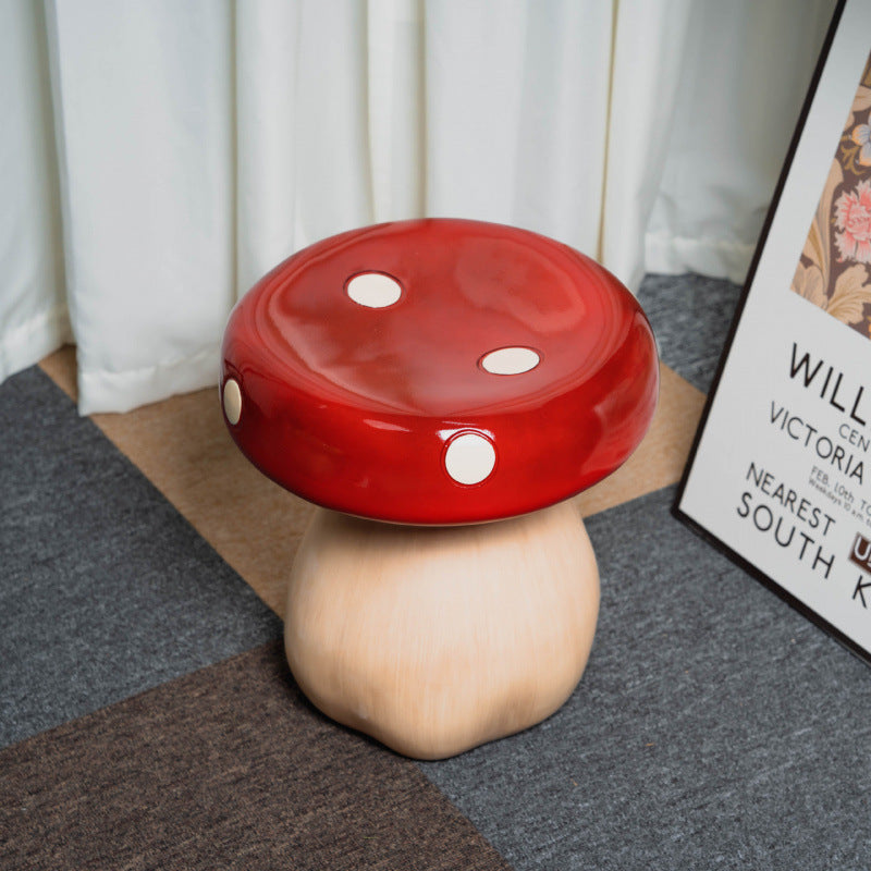 Chic Modern Art Deco Mushroom-Shape Low Stool in Fiberglass & Plastic — Ideal for Bedroom & Living Room