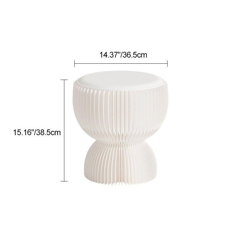 Modern PU Leather & Kraft Paper Round Cylinder Foldable Stool – Low-Profile Seating for Bedroom & Living Room