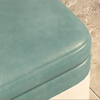 Modern Minimalist Solid Wood Stool with Storage, Rounded Square, Low Profile, Upholstered in Synthetic Fabric for Living Room
