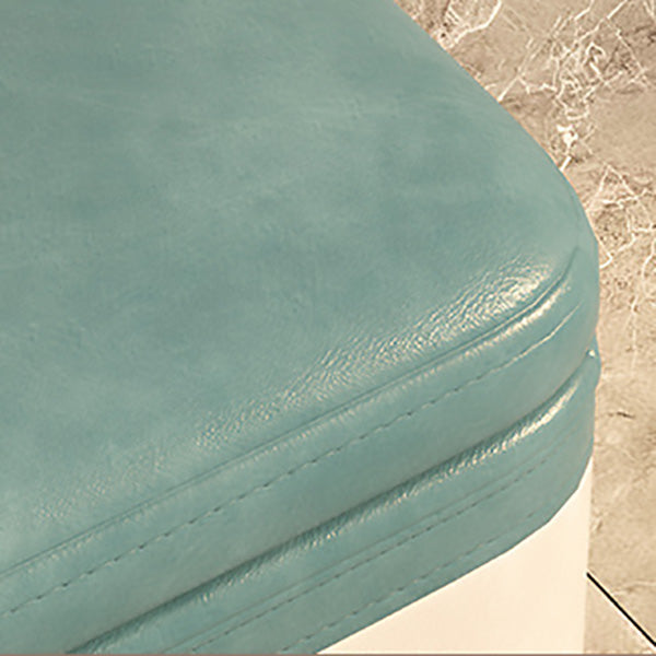Modern Minimalist Solid Wood Stool with Storage, Rounded Square, Low Profile, Upholstered in Synthetic Fabric for Living Room