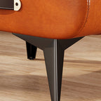 Taburete bajo rectangular contemporáneo escandinavo de cuero sintético y madera maciza con metal para sala de estar