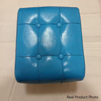 Taburete bajo rectangular contemporáneo escandinavo de cuero sintético y madera maciza con metal para sala de estar