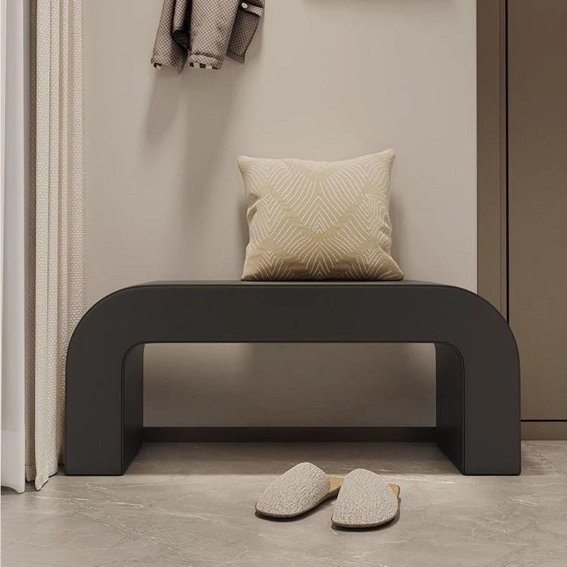 Elegante banco reposapiés moderno de cuero sintético con madera contrachapada – Diseño rectangular redondeado para sala de estar