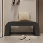 Elegante banco reposapiés moderno de cuero sintético con madera contrachapada – Diseño rectangular redondeado para sala de estar
