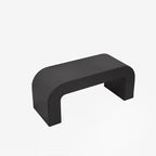 Elegante banco reposapiés moderno de cuero sintético con madera contrachapada – Diseño rectangular redondeado para sala de estar