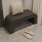 Elegante banco reposapiés moderno de cuero sintético con madera contrachapada – Diseño rectangular redondeado para sala de estar