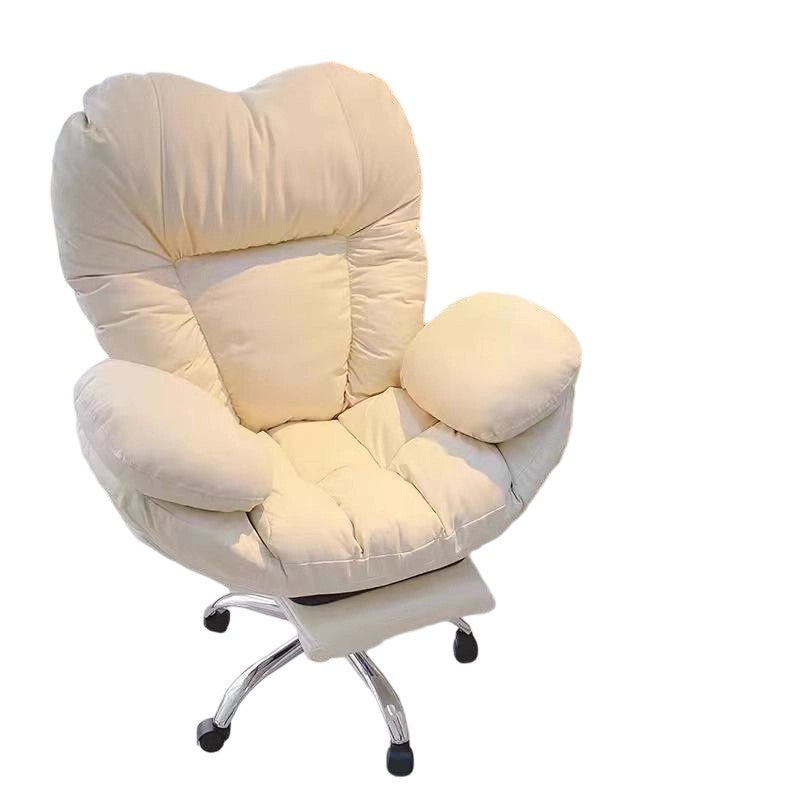 Modern Minimalist Synthetic Fabric Metal Curved Grid Desk Chair With Backrest & Armrests For Home Office