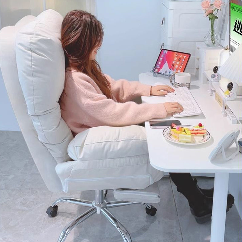 Modern Minimalist Synthetic Fabric Metal Curved Grid Desk Chair With Backrest & Armrests For Home Office