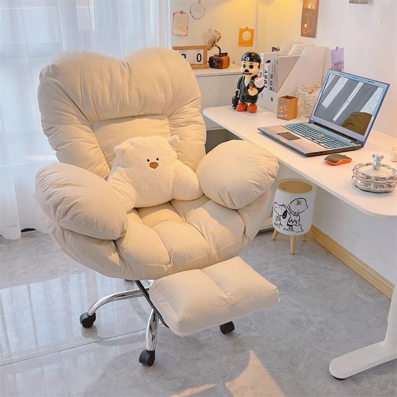 Modern Minimalist Synthetic Fabric Metal Curved Grid Desk Chair With Backrest & Armrests For Home Office