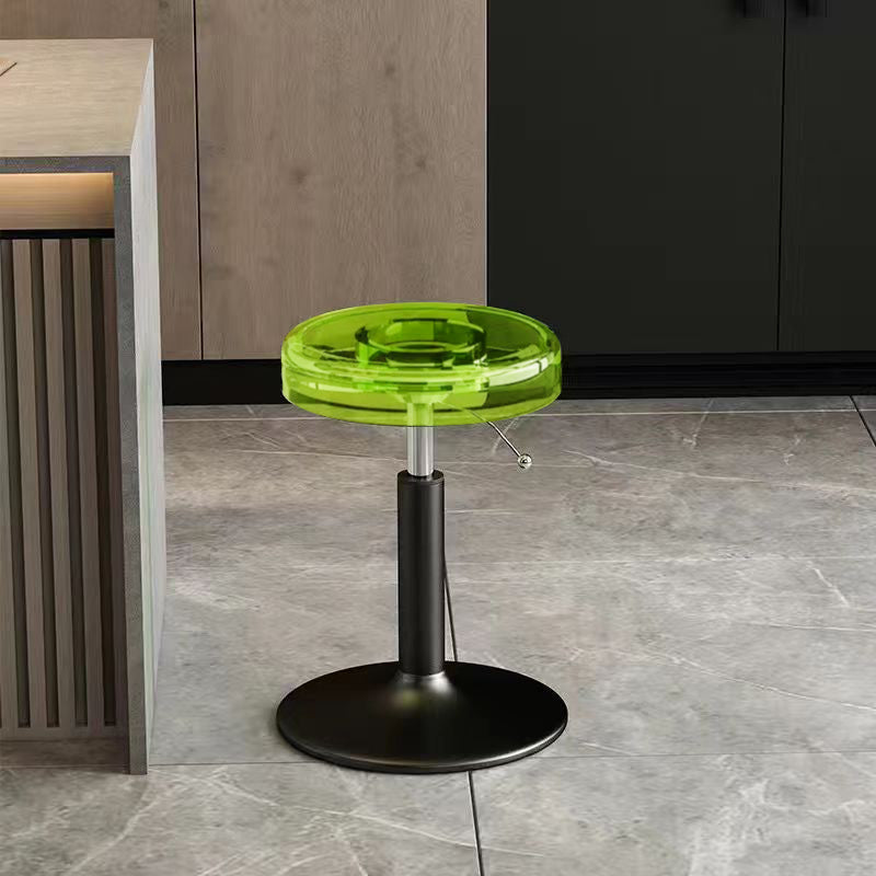 Modern Luxury Acrylic Carbon Steel Round Bar Stool For Dining Room
