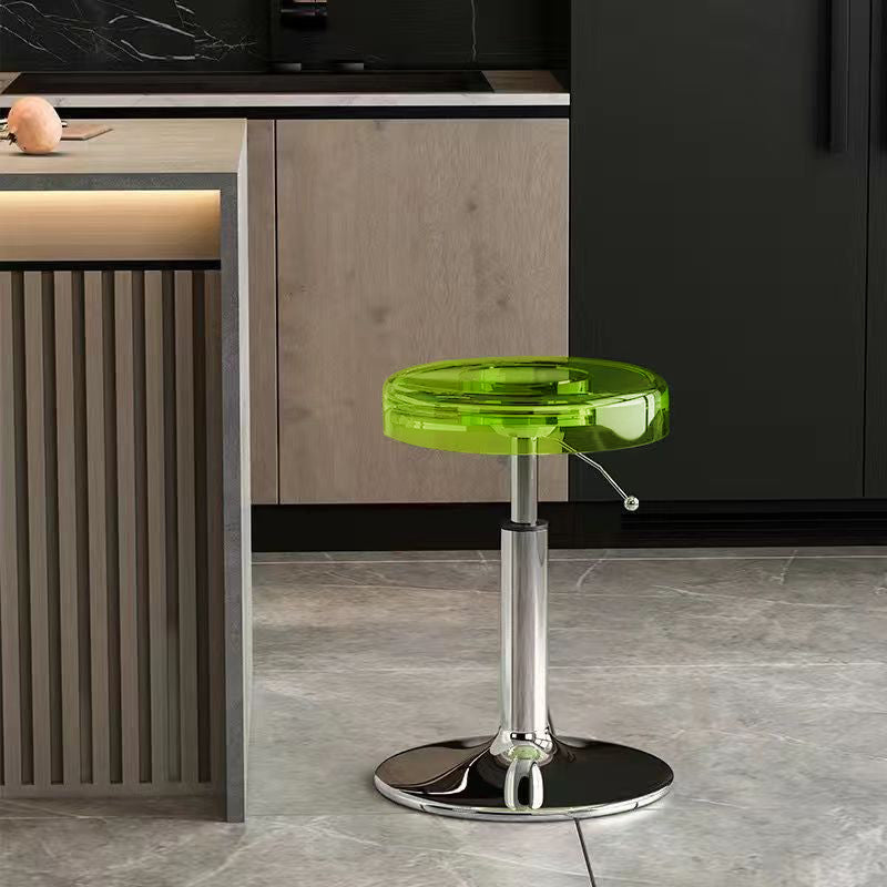 Modern Luxury Acrylic Carbon Steel Round Bar Stool For Dining Room