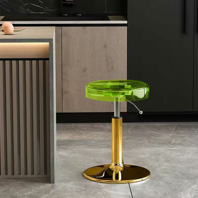 Modern Luxury Acrylic Carbon Steel Round Bar Stool For Dining Room