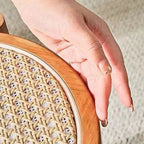 Modern Scandinavian Round Low Stool in Rattan & Rubber Wood – Sleek Living Room Accent