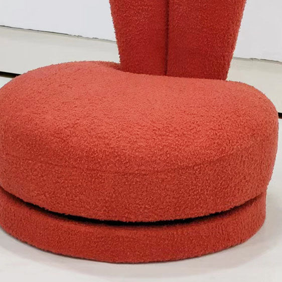 Modern Minimalist Kids Round Stool with Bunny-Ear Backrest — Solid Wood, Sherpa Fabric, Low-Profile for Living Room