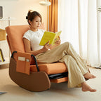 Sillón reclinable curvo de acero al carbono, estilo nórdico contemporáneo, con respaldo y reposabrazos, tapizado en pana sintética y gamuza sintética, para sala de estar