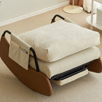 Sillón reclinable curvo de acero al carbono, estilo nórdico contemporáneo, con respaldo y reposabrazos, tapizado en pana sintética y gamuza sintética, para sala de estar