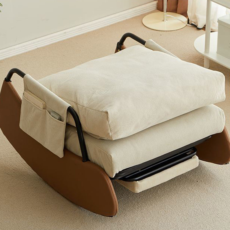 Sillón reclinable curvo de acero al carbono, estilo nórdico contemporáneo, con respaldo y reposabrazos, tapizado en pana sintética y gamuza sintética, para sala de estar