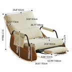 Sillón reclinable curvo de acero al carbono, estilo nórdico contemporáneo, con respaldo y reposabrazos, tapizado en pana sintética y gamuza sintética, para sala de estar