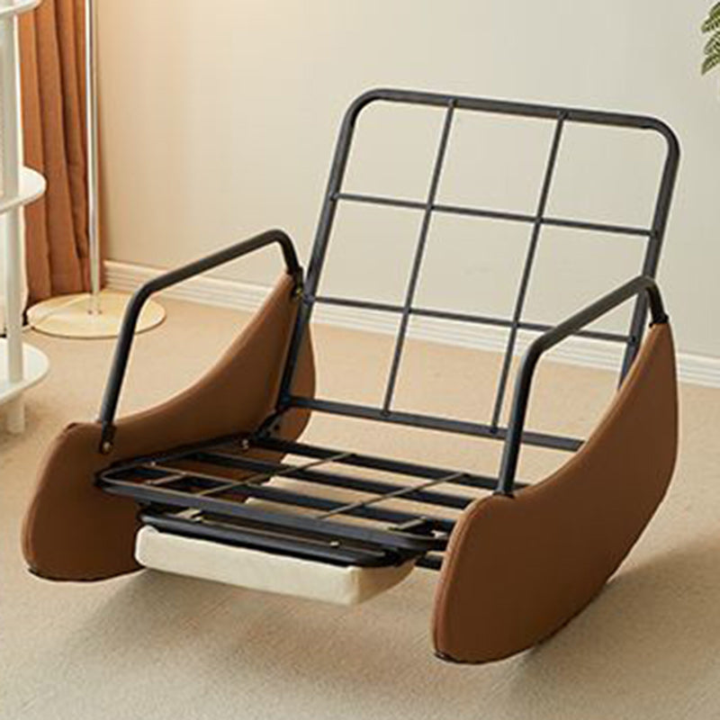 Sillón reclinable curvo de acero al carbono, estilo nórdico contemporáneo, con respaldo y reposabrazos, tapizado en pana sintética y gamuza sintética, para sala de estar