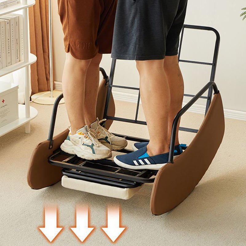 Sillón reclinable curvo de acero al carbono, estilo nórdico contemporáneo, con respaldo y reposabrazos, tapizado en pana sintética y gamuza sintética, para sala de estar