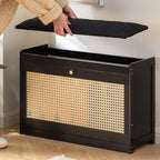 Banco para zapatos ventilado rectangular de lino ABS de bambú japonés tradicional para recibidor y sala de estar