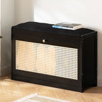 Banco para zapatos ventilado rectangular de lino ABS de bambú japonés tradicional para recibidor y sala de estar