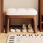 Modern Minimalist Rectangular Low Stool with PU Leather & Solid Wood Grid – Ideal for Entryway & Living Room