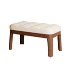 Banco Zapatero Nórdico Contemporáneo en Piel Sintética con Estructura de Madera Maciza y Tapicería de Cuadrícula Rectangular para Recibidor y Sala de Estar