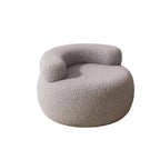 Modern Minimalist Solid Wood Round Stool with Curved Backrest and Sherpa Fabric — Low-Profile Living Room Seat