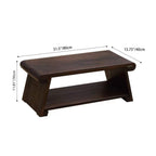 Mesa de centro tradicional japonesa de madera maciza plegable, rectangular redondeada, de 2 niveles para sala de estar