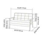 Sofá Rectangular Redondeado de Cuero Encerado al Aceite Vintage Tradicional de Madera Maciza y Contrachapado de 2 Plazas con Apoyabrazos y Respaldo para Sala de Estar