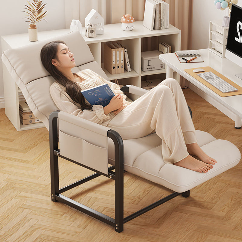 Contemporary Scandinavian Synthetic Fabric Metal Rounded Rectangular Accent Chair With Armrest And Backrest For Home Office