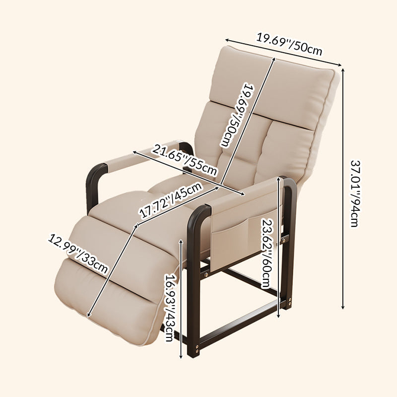 Contemporary Scandinavian Synthetic Fabric Metal Rounded Rectangular Accent Chair With Armrest And Backrest For Home Office