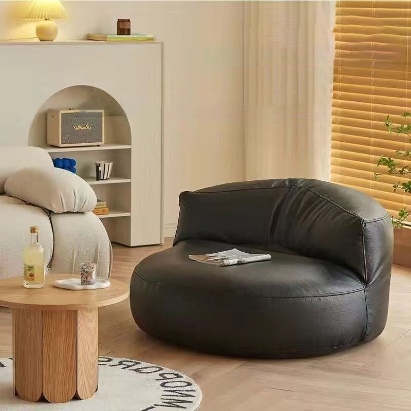 Sillón Decorativo Curvo Redondo EPS de Piel Sintética de Microfibra Escandinavo Contemporáneo con Respaldo para Sala de Estar