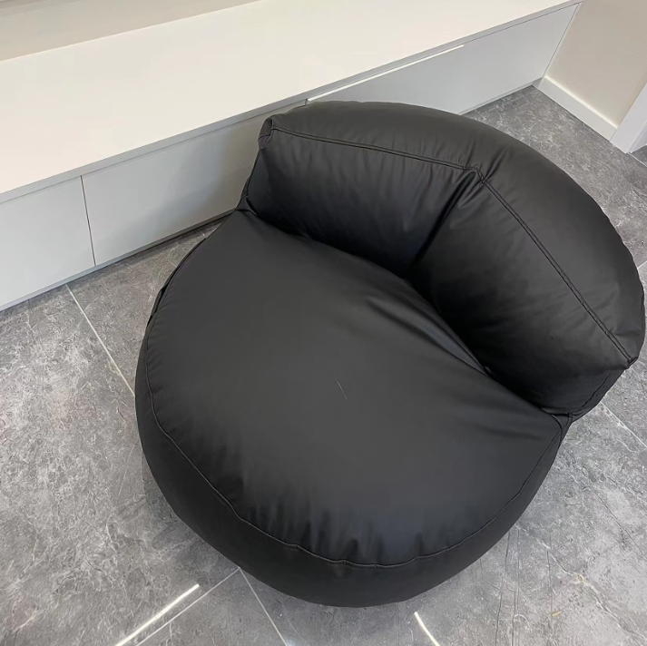 Sillón Decorativo Curvo Redondo EPS de Piel Sintética de Microfibra Escandinavo Contemporáneo con Respaldo para Sala de Estar