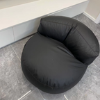 Sillón Decorativo Curvo Redondo EPS de Piel Sintética de Microfibra Escandinavo Contemporáneo con Respaldo para Sala de Estar