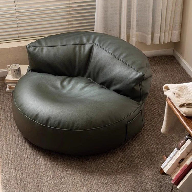 Sillón Decorativo Curvo Redondo EPS de Piel Sintética de Microfibra Escandinavo Contemporáneo con Respaldo para Sala de Estar