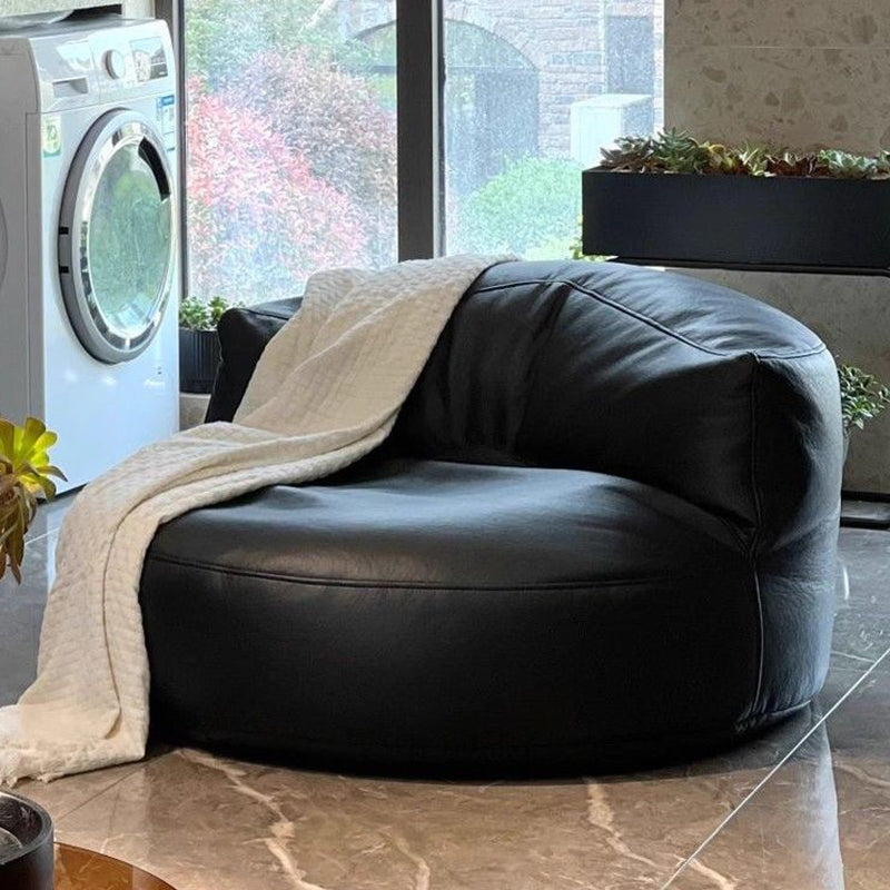 Sillón Decorativo Curvo Redondo EPS de Piel Sintética de Microfibra Escandinavo Contemporáneo con Respaldo para Sala de Estar