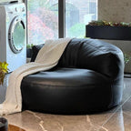Sillón Decorativo Curvo Redondo EPS de Piel Sintética de Microfibra Escandinavo Contemporáneo con Respaldo para Sala de Estar