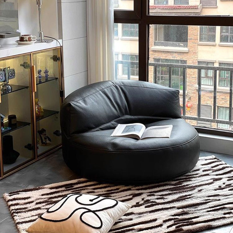 Sillón Decorativo Curvo Redondo EPS de Piel Sintética de Microfibra Escandinavo Contemporáneo con Respaldo para Sala de Estar